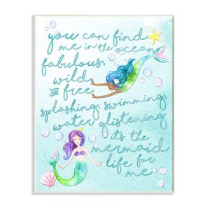 Stupell Wall Art Decor Mermaid Life for Me Plaque