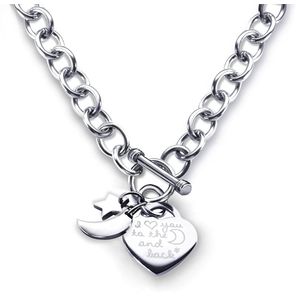 Corazón Toggle Collar I Love You To The Moon And Back Encanto Acero Inoxidable 18"
