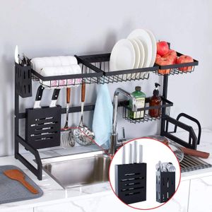 Toolkiss sobre el fregadero escurridor, escurridor de platos grande para la encimera de cocina, organizador de almacenamiento, estante de ahorro de es