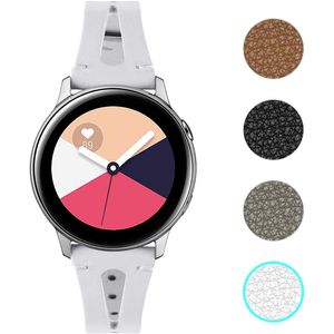 LittleForest - Bandas de piel de 0.787 in compatibles con Samsung Galaxy Watch Active/Ticwatch C2, correa delgada con agujero transpirable para reloj