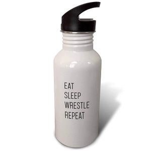 3dRose Tory Anne Collections Citas – Eat Sleep Wrestle Repeat – Botella de agua con pajita con tapa de 53,3 ml (wb_298780_2)