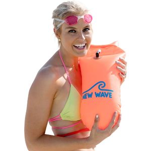 Wave Swim Buoy, flotante de seguridad y bolsa impermeable para nadadores a mar abierto, triatletas, kayak y snorkel, flotante altamente visible para u