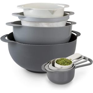 Cook With Color - Juego de 8 cuencos de nido con tazas medidoras, colador y tamiz, incluye 2 cuencos mezcladores, 1 colador, 1 tamiz y 4 tazas medidor