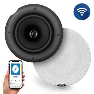 Pyle Par 6.5" Bluetooth universal Flush Mount empotrado en pared techo sistema de altavoces dual Cono de polipropileno & polímero sonido estéreo de al