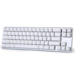 Teclado mecánico Qisan para juegos, color marrón, 68 teclas (60%), teclado con cable para juegos, color blanco y plateado