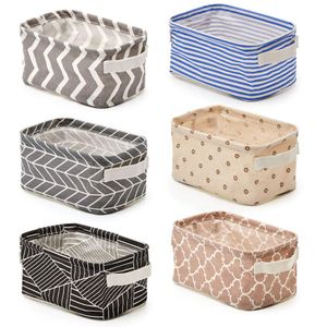 Cestas de almacenamiento plegables de EZOWare, 6 unidades, organizador de estantes de tela plegable con asas para baño, maquillaje, guardería, niños,