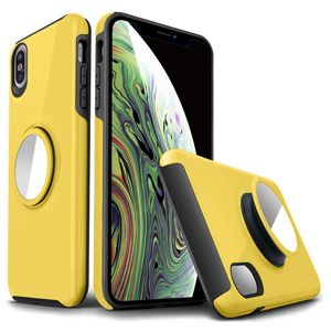 Funda para iPhone Xs, soporte de agarre de espejo de doble capa, libre de estrés, compatible con soporte magnético de coche de 4.7 pulgadas