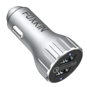 Cargador de coche de carga rápida 3.0, Foxkin de aleación de aluminio de 39 W, compatible con Samsung Galaxy Note9/8, S9/S8/Plus, iPhone Xs/Max/XR/X,