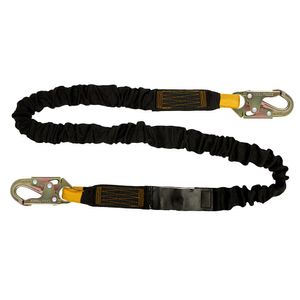 Fusion Climb interna Bungee Descenso Protección Seguridad Lanyard con Snap Ganchos de acero HS 23 KN, negro, 4 '48" x 2"