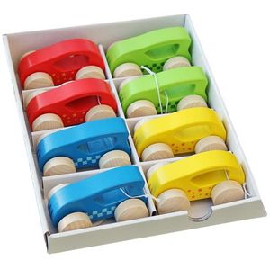 HoneyKidz - Mini coche de carreras de madera para niños, juego de vehículos de juguete para niños (8 coches)
