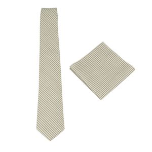 100% algodón seersucker Mens Tie Set: Necktie + bolsillo cuadrado