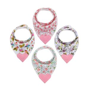Pickle & Olive Baby/baberos bandana para dentición con junta de silicona sin BPA, juego de 4, resistente al agua, ajustables, el mejor regalo único pa