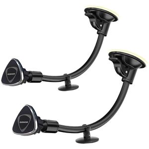 EXSHOW - Soporte magnético de brazo largo para teléfono Dashbaord, compatible con iPhone y Samsung de 3,5 a 6,5 pulgadas (2 unidades)