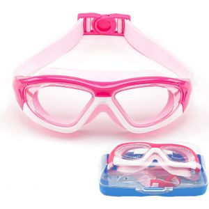 Gafas de natación para niños (de 3 a 15 años), gafas de natación impermeables, marco grande, protección contra la niebla UVA/UVB y sin fugas, junta de