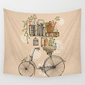 shukqueen Tapestry bicicleta Carry libro para colgar en la pared tapiz recámara decoración de impresión (51" H x 60" W, bicicleta)