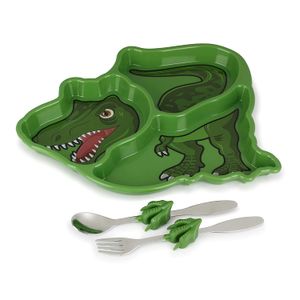 KidsFunwares Me Time Meal Set, T-Rex, Verde