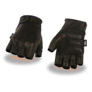 Guante sin dedos de piel de palma de gel para hombre, S, Negro