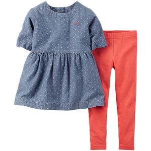 De Carter Baby Girls '2 piezas Dotted parte superior Set (bebé), 6 meses, Marino