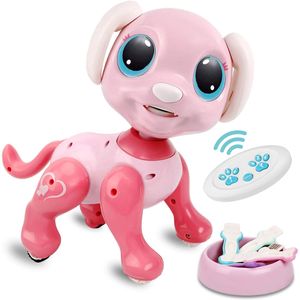 RACPNEL Robot de juguete para perro con control remoto, RC interactivo, inteligente, para caminar, bailar, programable, con detección de gesto, luces