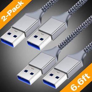 Powerman - Cable USB 3.0 a USB (USB 3.0 a USB, cable USB 3.0 a USB macho a macho, 2 unidades, cable USB USB 3.0 de doble cara, cable USB de 2 caras, c