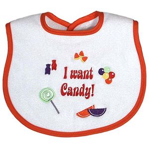 Gotas de lluvia bordado babero, I Want Candy