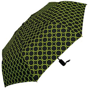 rainstoppers W072 Abrir auto Cerrar Mini Arc con círculo Imprimir paraguas, Negro/Verde, 42"