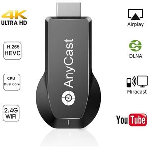 Anycast M100 WiFi pantalla dongle inalámbrico HDMI pantalla espejo Dual Core H.265/HEVC decodificador HD TV Stick sin conmutación Miracast Airplay DLN