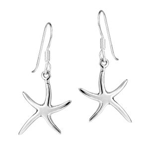 Baile Estrella de mar plata de ley 925. Dangle pescado Ganchos arete