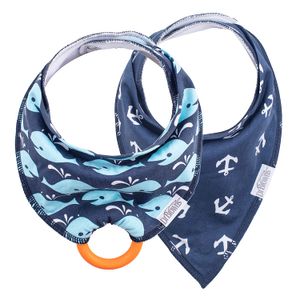 Dr. Brown's Dr. Brown's Super Soft Bandana baberos con Snap-On Teether, 9.8 ft+, Arrows & Herringbone, 2 Count, 3 M+