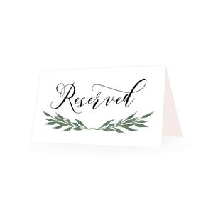 25 Greenery VIP Reserved Sign Tent Place Cards for Table at Restaurant, Wedding Reception, Church, Business Office Board Meeting, Holiday Christmas Pa