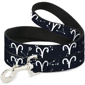 Buckle-Down DL-W32642-N Zodiac Aries Symbol/Constellations Black/White Pet Leash, 4' Long - 1/2" Wide