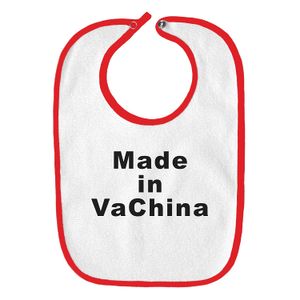 Made In VaChina Funny parodia Infant bebé babero, talla única , Cherry Red