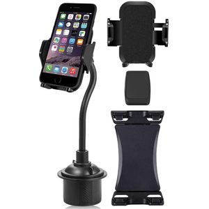Nakedcellphone [Triple Threat] Cup Holder Mount for iPhone Smartphone iPad Tablet with 3 Attachments [Magnetic, Padded Cell Phone Holder, XL Wide Tabl