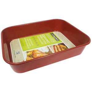 Bandeja casaWare con revestimiento de cerámica antiadherente para lasaña o para asar, 13 x 10 x 3 pulgadas., rojo (Red Granite)