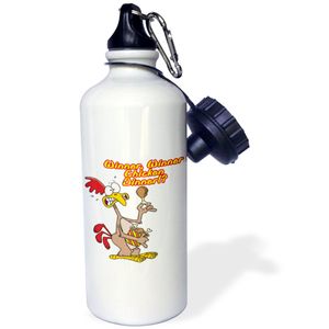 3dRose WB _ _ _ _ _ _ _ _ _ _ 104455 _ _ _ _ _ _ _ _ _ _ 1 " Winner Winner pollo Cena Ironía Humor "Deportes botella de agua, 21 oz, color blanco