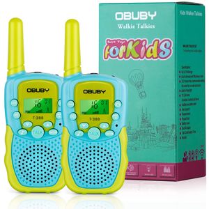 Obuby Walkie Talkies para niños, 22 canales, radio de 2 vías, juguete para niños, regalo de 1.9 mi de largo alcance con linterna LCD retroiluminada, l