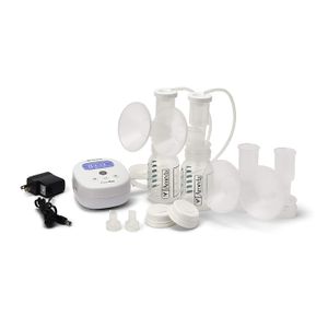 Ameda Mya Joy - Bomba de leche eléctrica doble con bolsa grande y accesorios, manos libres en el camino, ligera y portátil, fuerza hospitalaria, silen