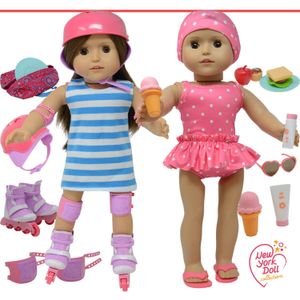 Juego de cuchillas para muñecas y paños de verano y accesorios para muñecas, compatible con muñecas de 17.7 in