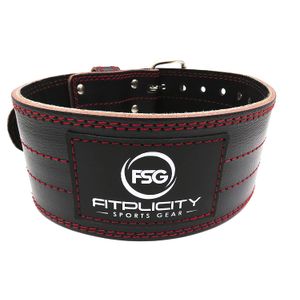 fitplicity Pro cinturón de levantamiento de peso de piel auténtica, para levantamiento de pesas, levantamiento olímpico, levantamiento de potencia, se