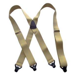 Holdup Suspender Company Classic Series TAN XL Suspenders in X-back style with black patented gripper clasts