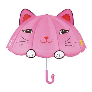 Kidorable Paraguas rosa de gato de la suerte para niñas con divertido mango de cola de gato, orejas desplegables, patas