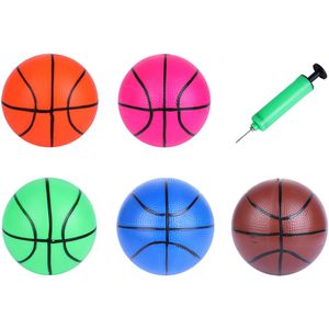 Rely2016 5 Colors 6.3 Inch Inflatable Basketball Toys, Inflation Mini Basketball Holiday Swimming Pool Beach Ball Toy Set with Inflator and Basketball