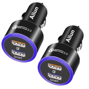 Ailun Cargador de coche rápido, Qualcomm Quick Change 3.0 adaptador, [2 unidades] Dual USB puerto 35W, para dispositivos móviles, compatible con iPhon