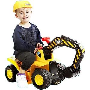 Play22 - Tractores de juguete para niños en excavadora – Sonidos musicales de tractor incluye casco con carriles – Montar en el tractor, juego de simu