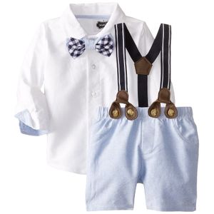 Mud Pie Juego de short y suspensor para bebés varones