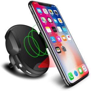 AWINNER Cargador automático Qi inalámbrico para coche con ventilación para teléfono móvil, montaje de una sola mano para iPhone X/XS/XR/XS MAX 8/8 Plu