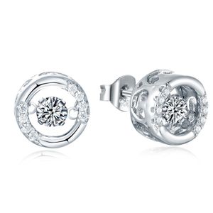 YL Sterling Silver Dancing Diamond Halo Teardrop/Round Pendant Necklace Cubic Zirconia Jewelry