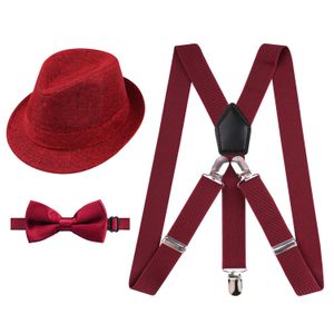 Alizeal - Juego de corbatín y tirantes con sombrero a juego para niños, 1 pulgada