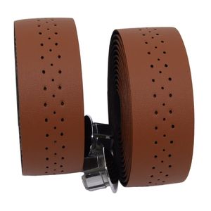 kingou perforado piel sintético cinta de manubrio de bicicleta de carretera bicicleta cinta para manubrio con tapones de corcho
