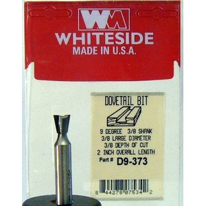 Whiteside Router Bits D9 – 373 Dovetail Bit con 3/8-Inch Gran Diámetro 3/8-Inch Diámetro de corte y 3/8-Inch vástago